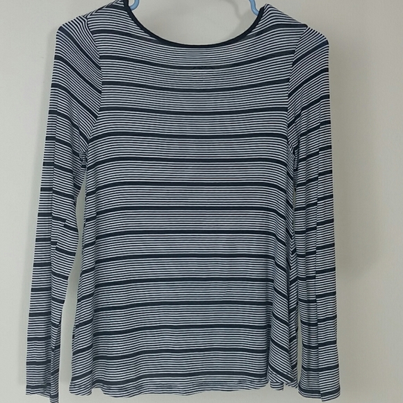 Justice t-shirt top blue white stripe long sleeve - Picture 2 of 3